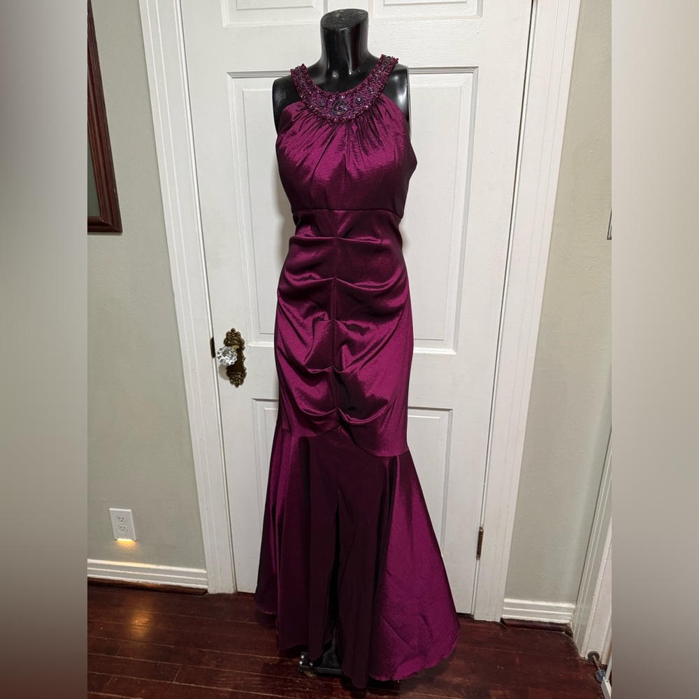 Purple Formal Mother of The Bride Pageant Homecoming Prom Dress Beaded Size 12
